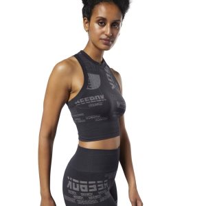 Reebok Meet You There Seamless Cropped Muskelshirt Damen - Schwarz - DE 859-MYN